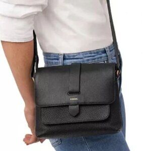 Fossil Kinley Small Fold Over Leather Crossbody Bag - NEW